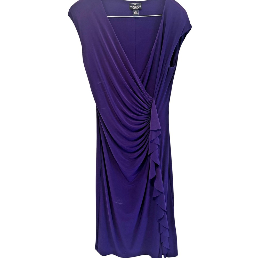 American Living - Purple Ruffle Mock Wrap Dress Size 6